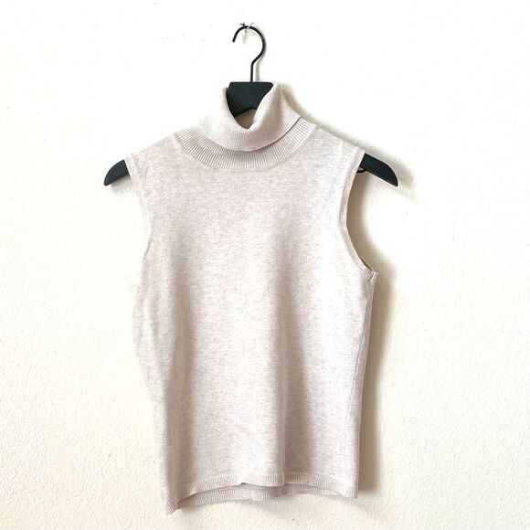Gap Factory Store Women's Beige Mockneck Turtleneck Tank Top Size Medium. - Picture 1 of 8